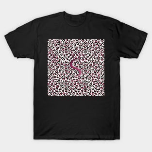 Letter S Monogram & Pink Leopard Print T-Shirt